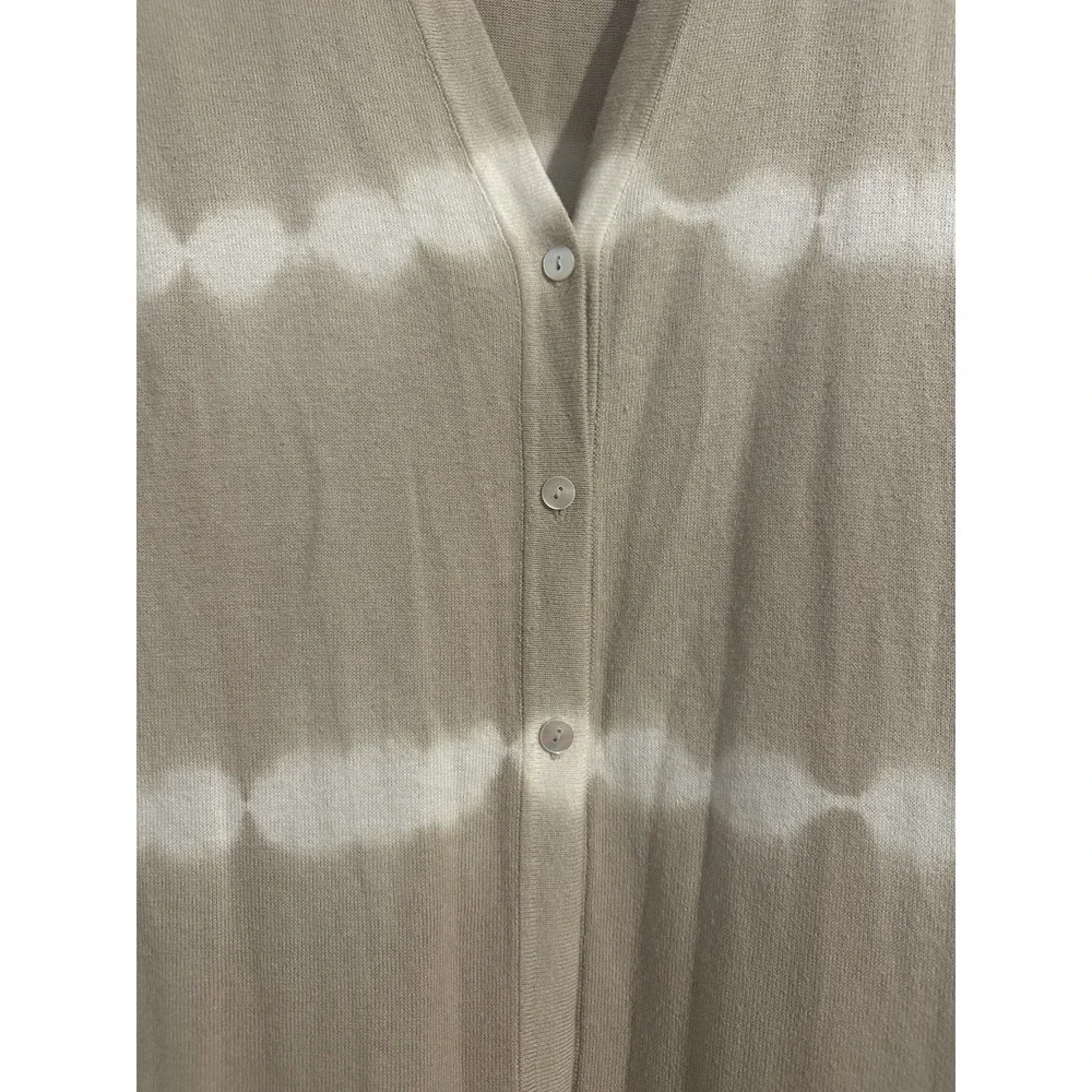 J‎ Jill Pure Jill Cardigan Sweater Womens XL Tan Striped Duster Button Up BOHO